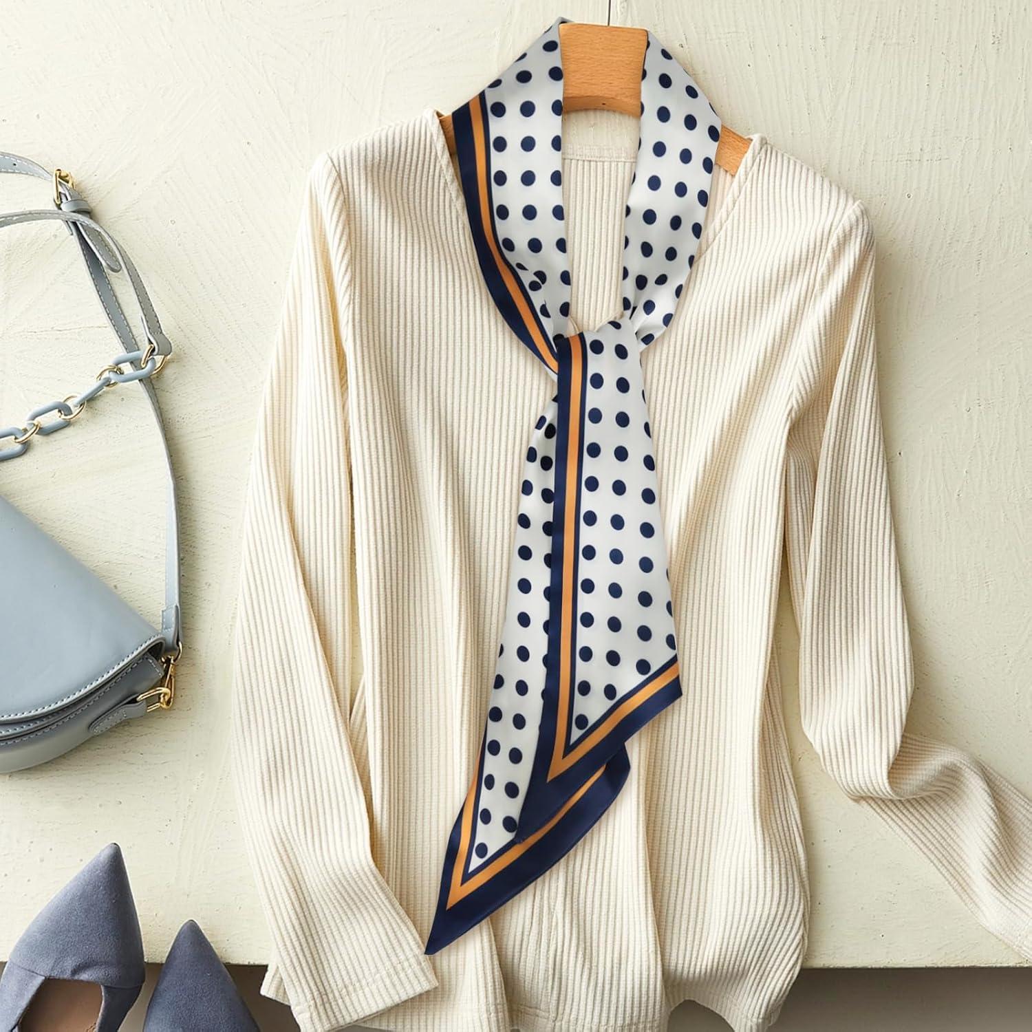 imageEXTREE Satin Scarf Mulberry Silk Printed Head Wrap Hair Band 7quotquot x 59quotquotA050