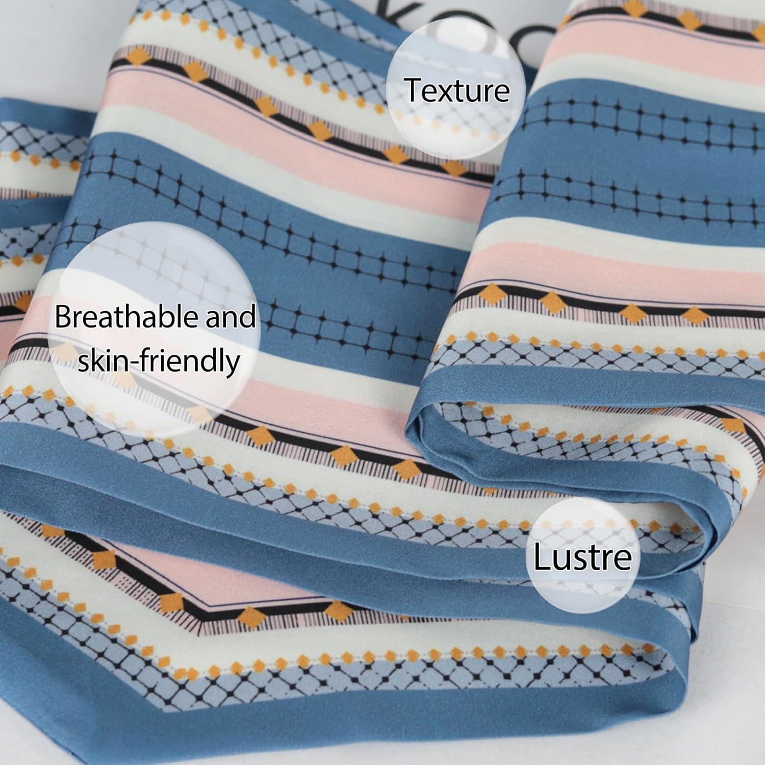 imageEXTREE Satin Scarf Mulberry Silk Printed Head Wrap Hair Band 7quotquot x 59quotquotA051