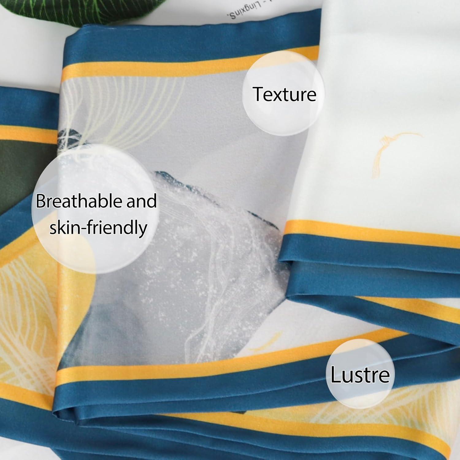 imageEXTREE Satin Scarf Mulberry Silk Printed Head Wrap Hair Band 7quotquot x 59quotquotA052