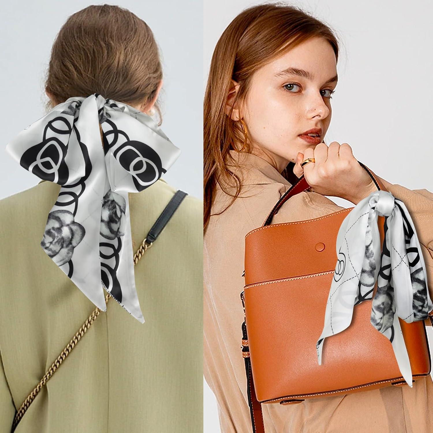 imageEXTREE Satin Scarf Mulberry Silk Printed Head Wrap Hair Band 7quotquot x 59quotquotA053