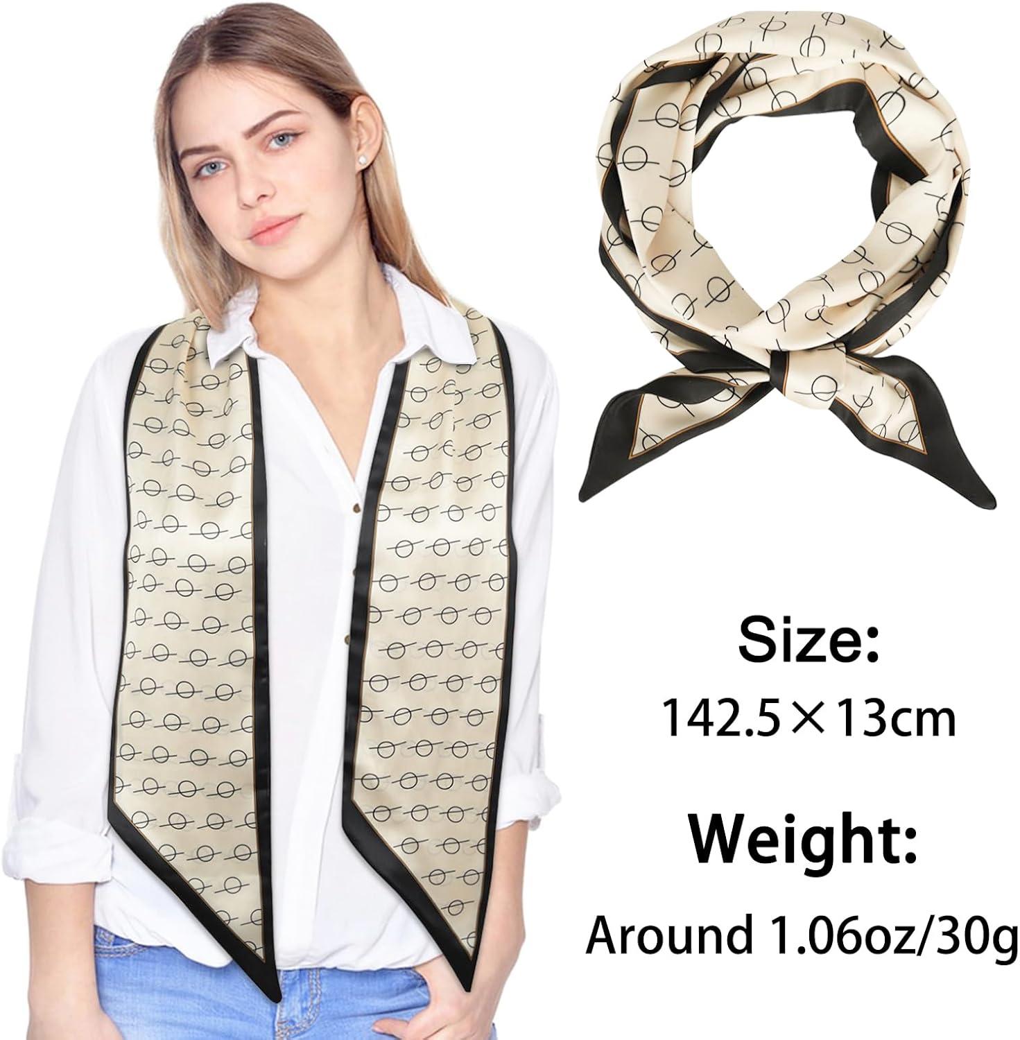 imageEXTREE Satin Scarf Mulberry Silk Printed Head Wrap Hair Band 7quotquot x 59quotquotA055