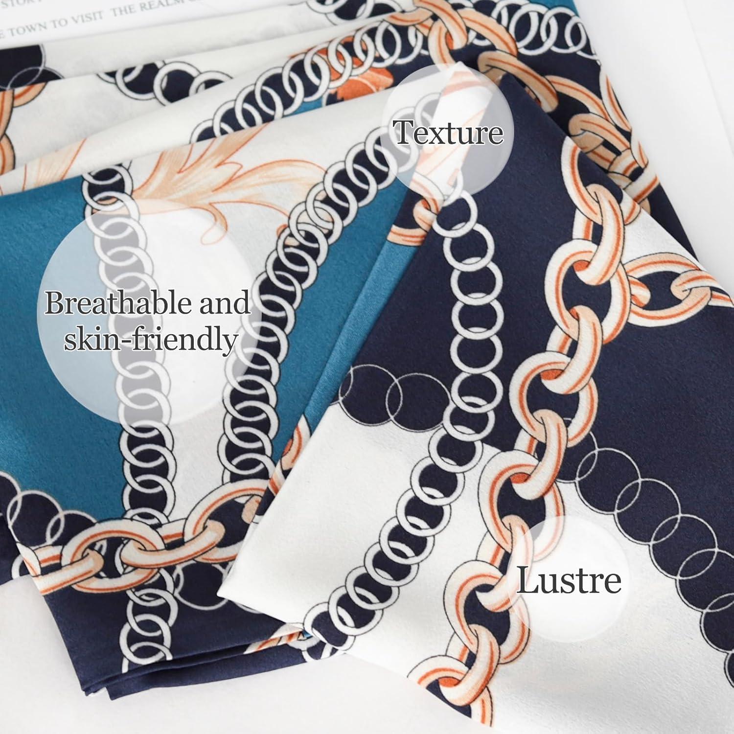 imageEXTREE Satin Scarf Mulberry Silk Printed Head Wrap Hair Band 7quotquot x 59quotquotA059