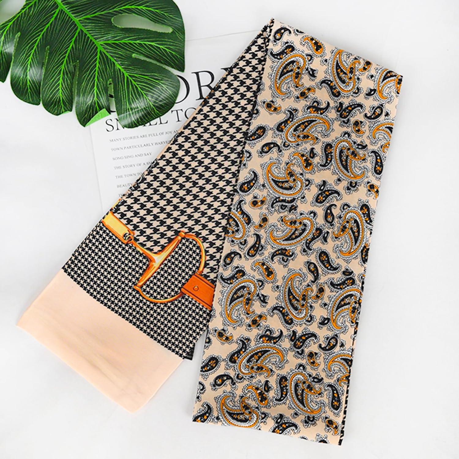 imageEXTREE Satin Scarf Mulberry Silk Printed Head Wrap Hair Band 7quotquot x 59quotquotA060