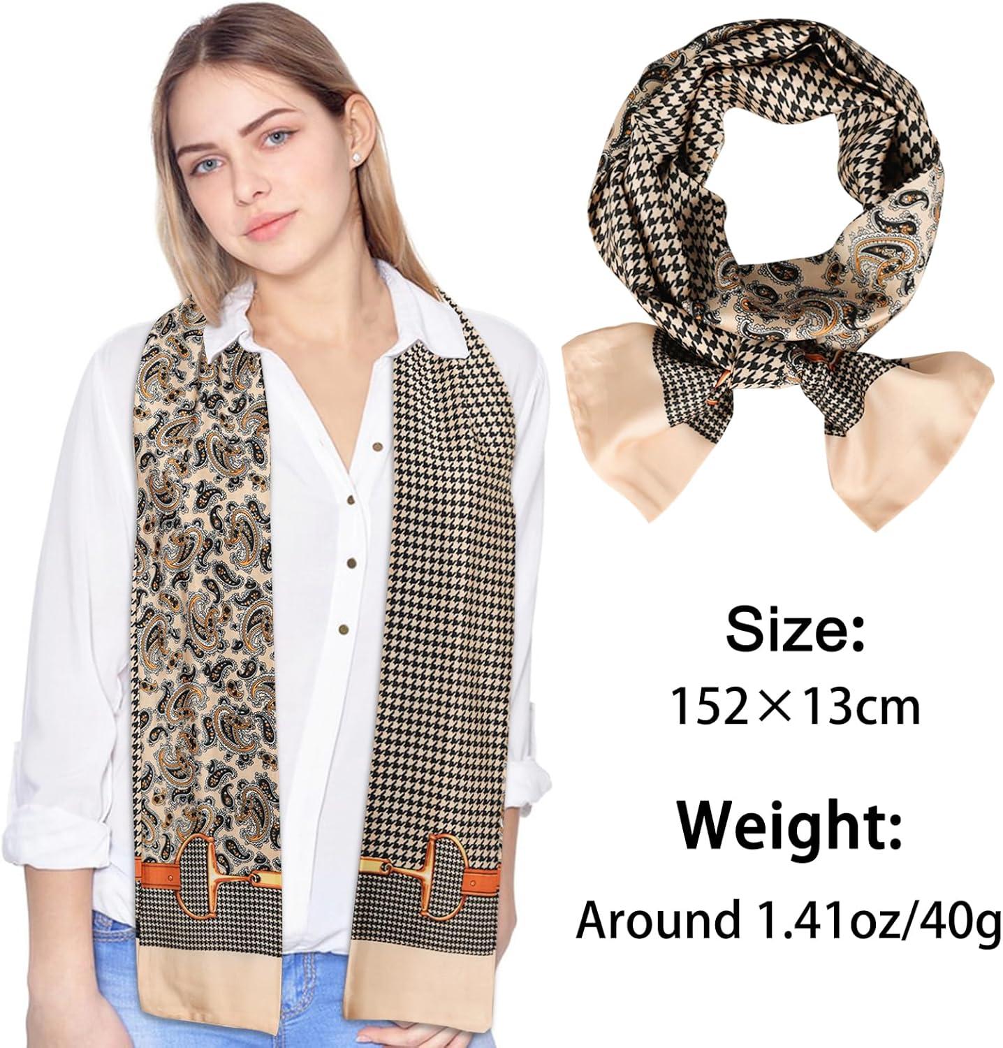 imageEXTREE Satin Scarf Mulberry Silk Printed Head Wrap Hair Band 7quotquot x 59quotquotA060