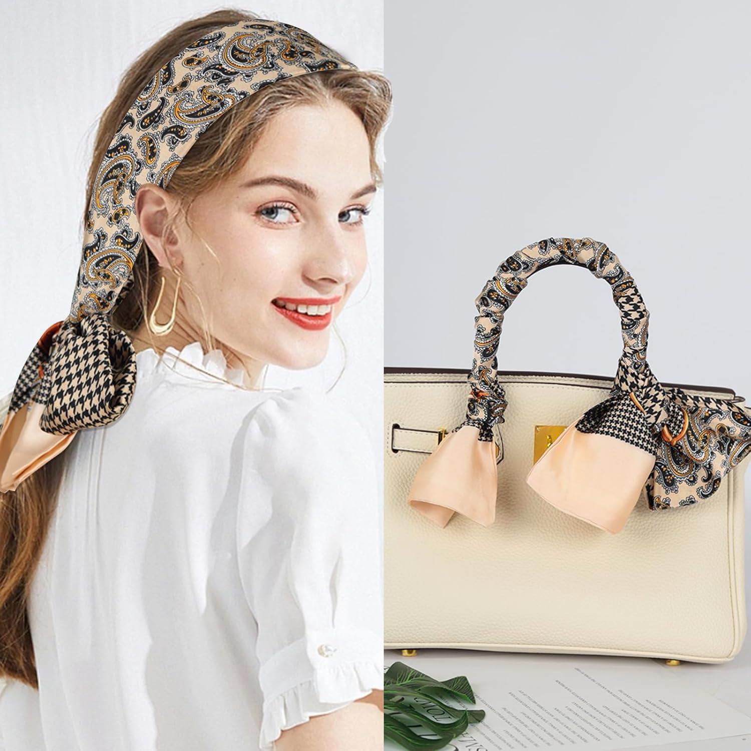 imageEXTREE Satin Scarf Mulberry Silk Printed Head Wrap Hair Band 7quotquot x 59quotquotA060