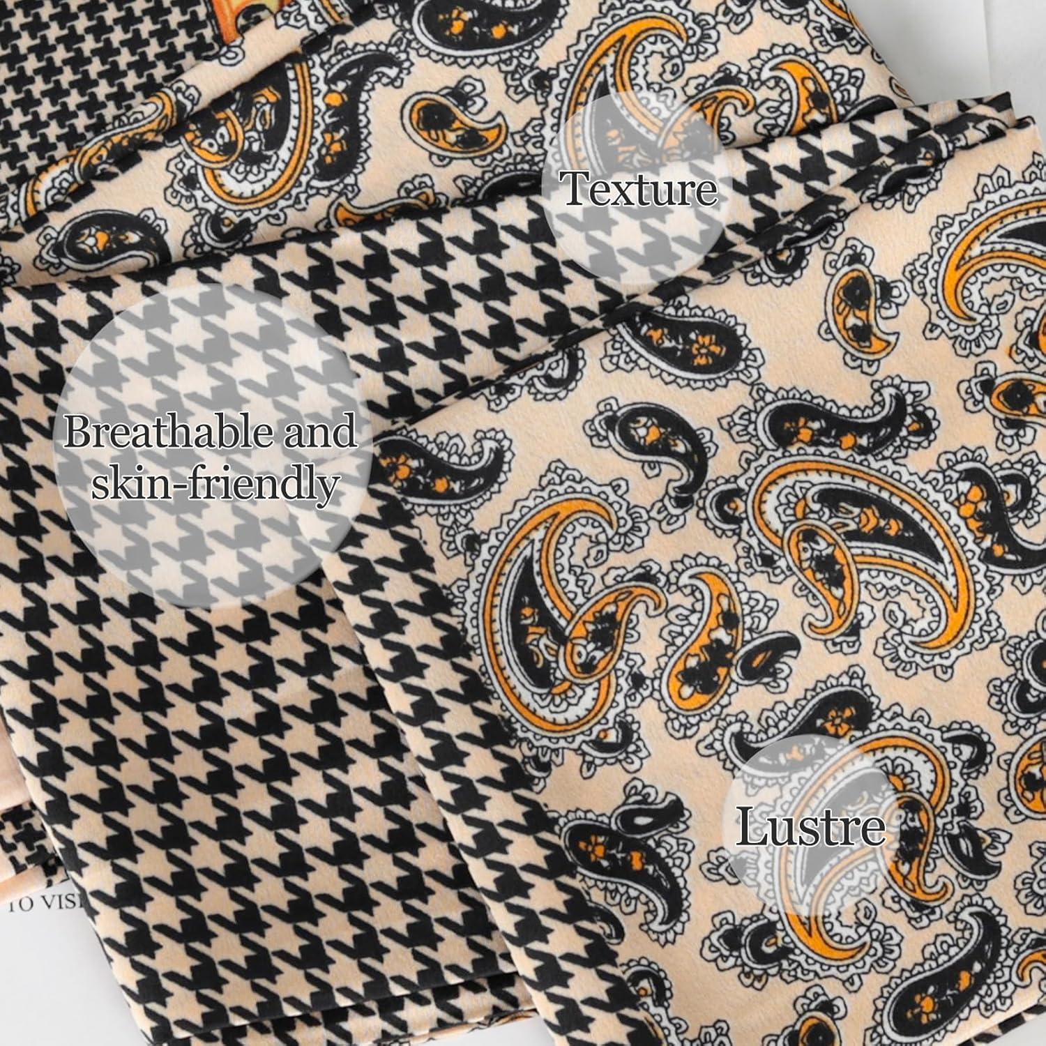 imageEXTREE Satin Scarf Mulberry Silk Printed Head Wrap Hair Band 7quotquot x 59quotquotA060