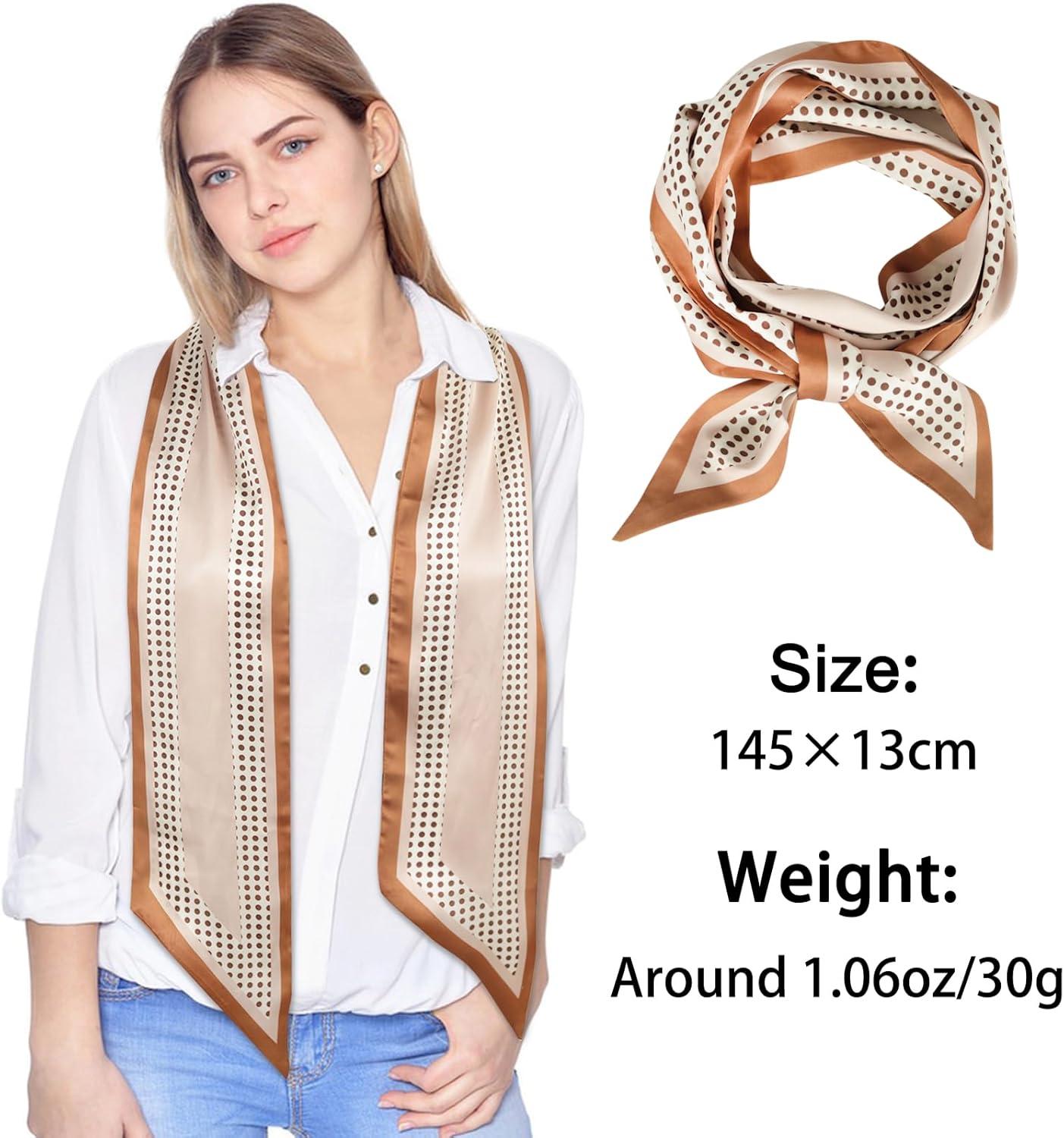 imageEXTREE Satin Scarf Mulberry Silk Printed Head Wrap Hair Band 7quotquot x 59quotquotA061