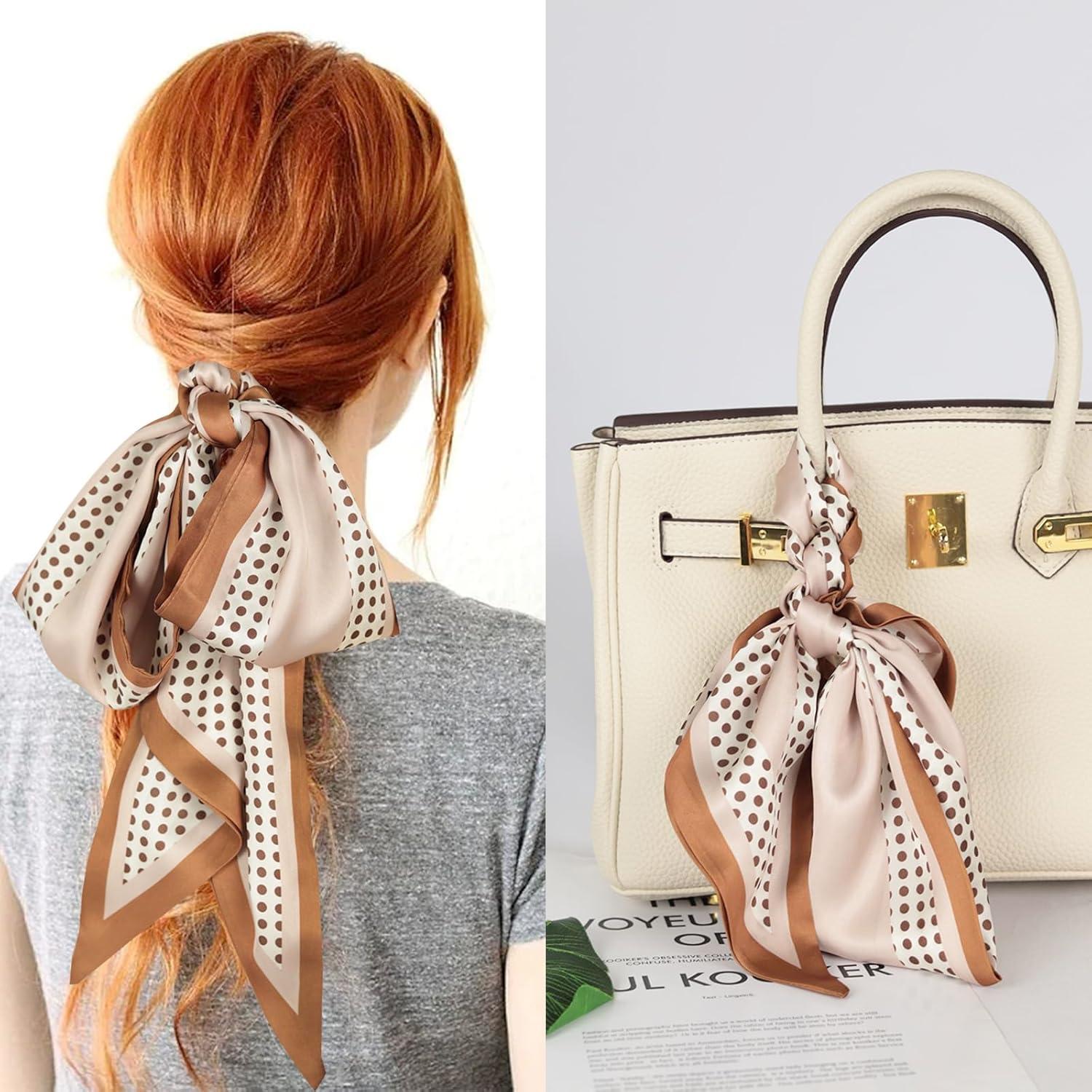 imageEXTREE Satin Scarf Mulberry Silk Printed Head Wrap Hair Band 7quotquot x 59quotquotA061