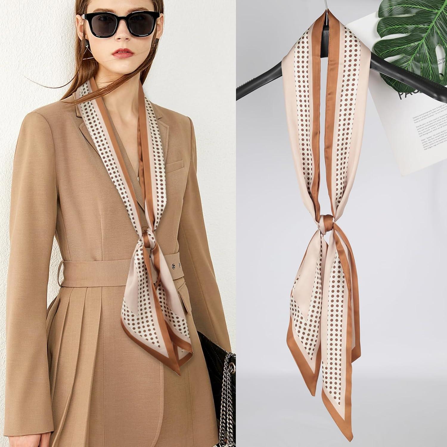 imageEXTREE Satin Scarf Mulberry Silk Printed Head Wrap Hair Band 7quotquot x 59quotquotA061