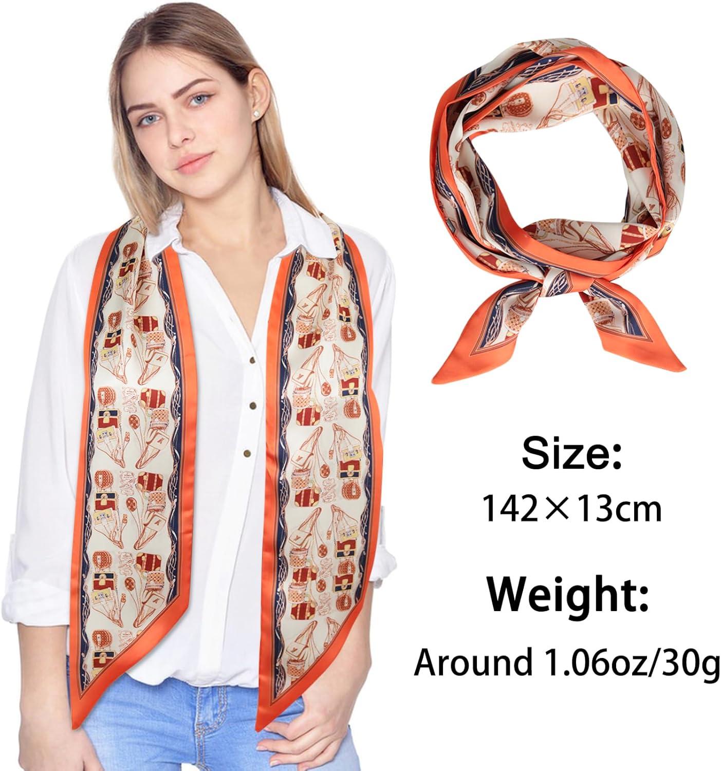 imageEXTREE Satin Scarf Mulberry Silk Printed Head Wrap Hair Band 7quotquot x 59quotquotA063