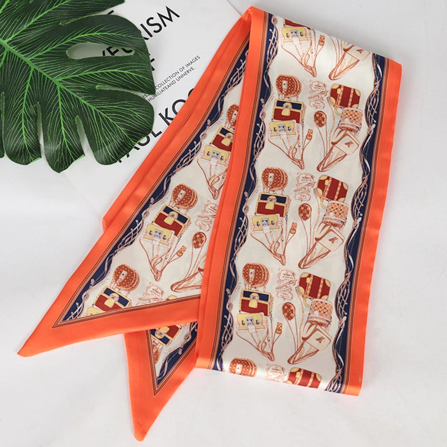 imageEXTREE Satin Scarf Mulberry Silk Printed Head Wrap Hair Band 7quotquot x 59quotquotA063