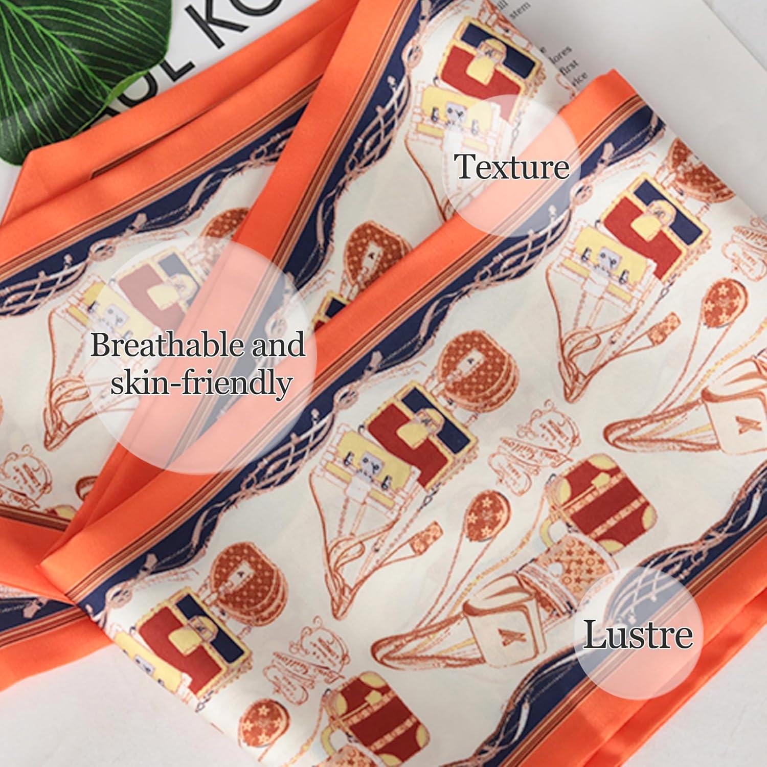 imageEXTREE Satin Scarf Mulberry Silk Printed Head Wrap Hair Band 7quotquot x 59quotquotA063