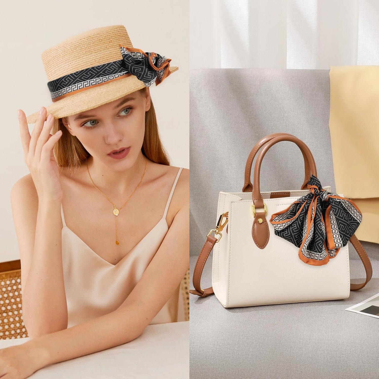 imageEXTREE Satin Scarf Mulberry Silk Printed Head Wrap Hair Band 7quotquot x 59quotquotA065