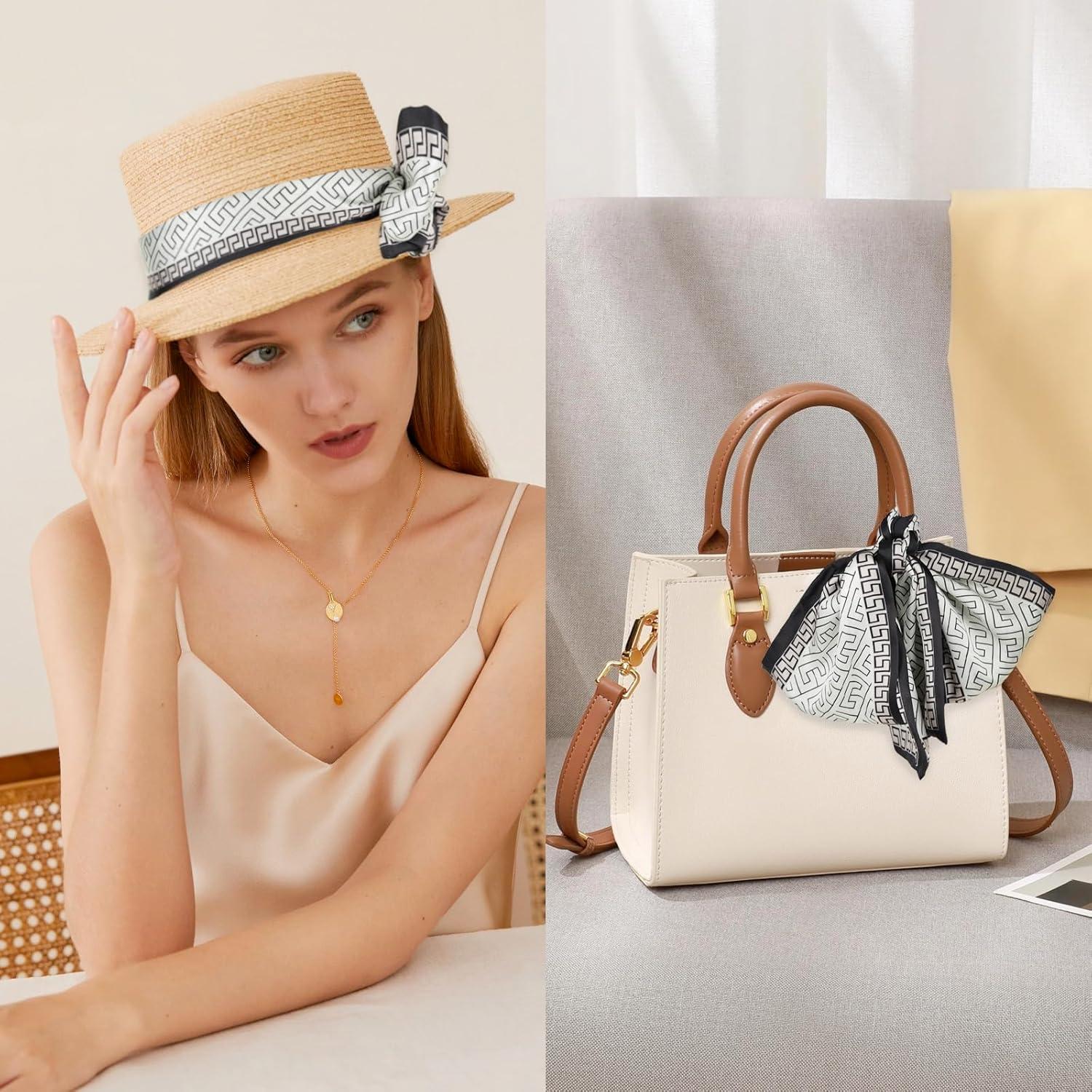 imageEXTREE Satin Scarf Mulberry Silk Printed Head Wrap Hair Band 7quotquot x 59quotquotA066