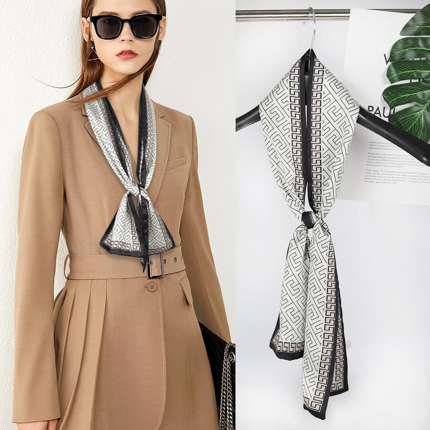 imageEXTREE Satin Scarf Mulberry Silk Printed Head Wrap Hair Band 7quotquot x 59quotquotA066