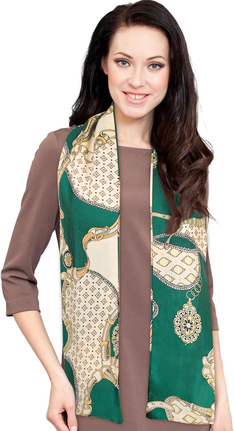 imageEXTREE Satin Scarf Mulberry Silk Printed Head Wrap Hair Band 7quotquot x 59quotquotA067