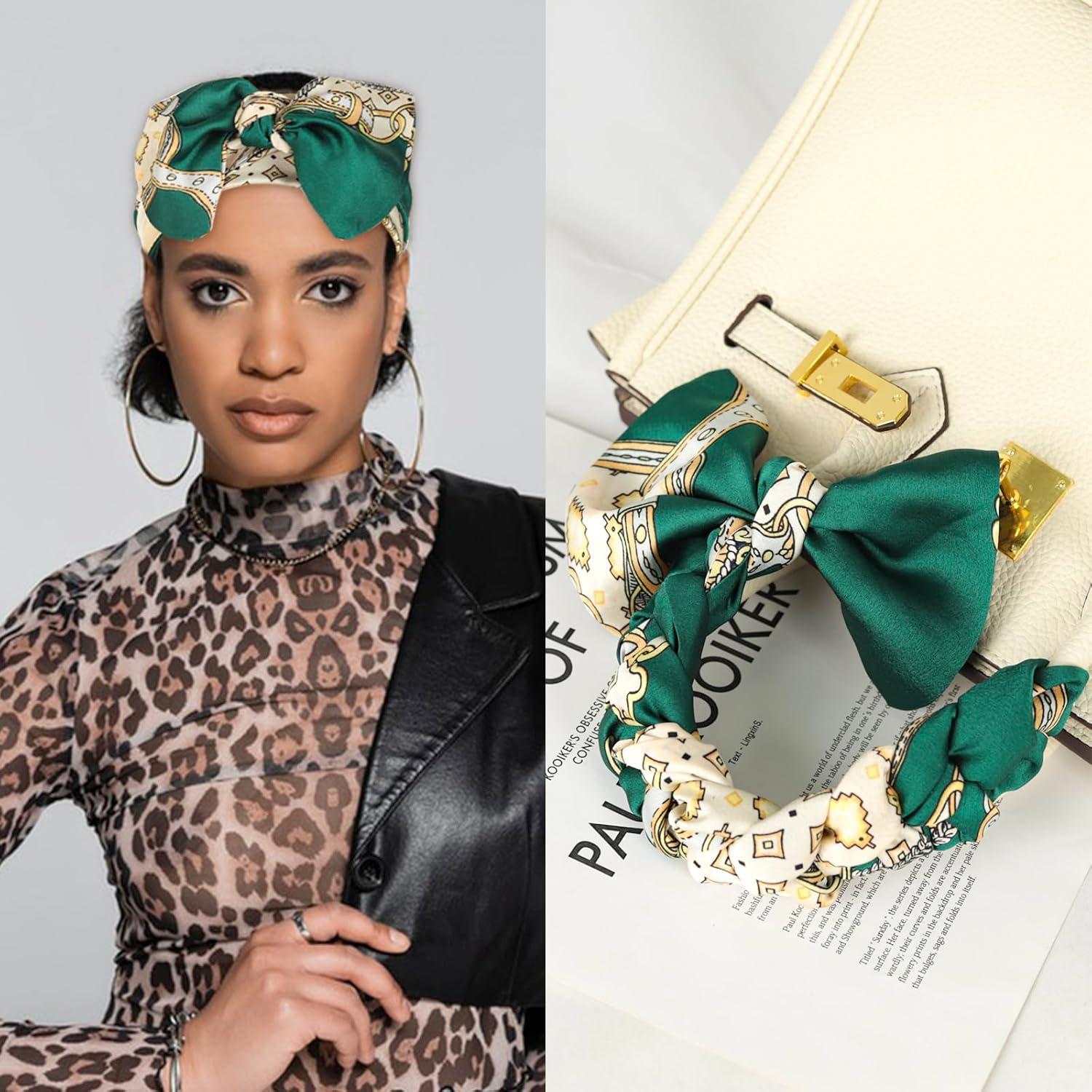 imageEXTREE Satin Scarf Mulberry Silk Printed Head Wrap Hair Band 7quotquot x 59quotquotA067