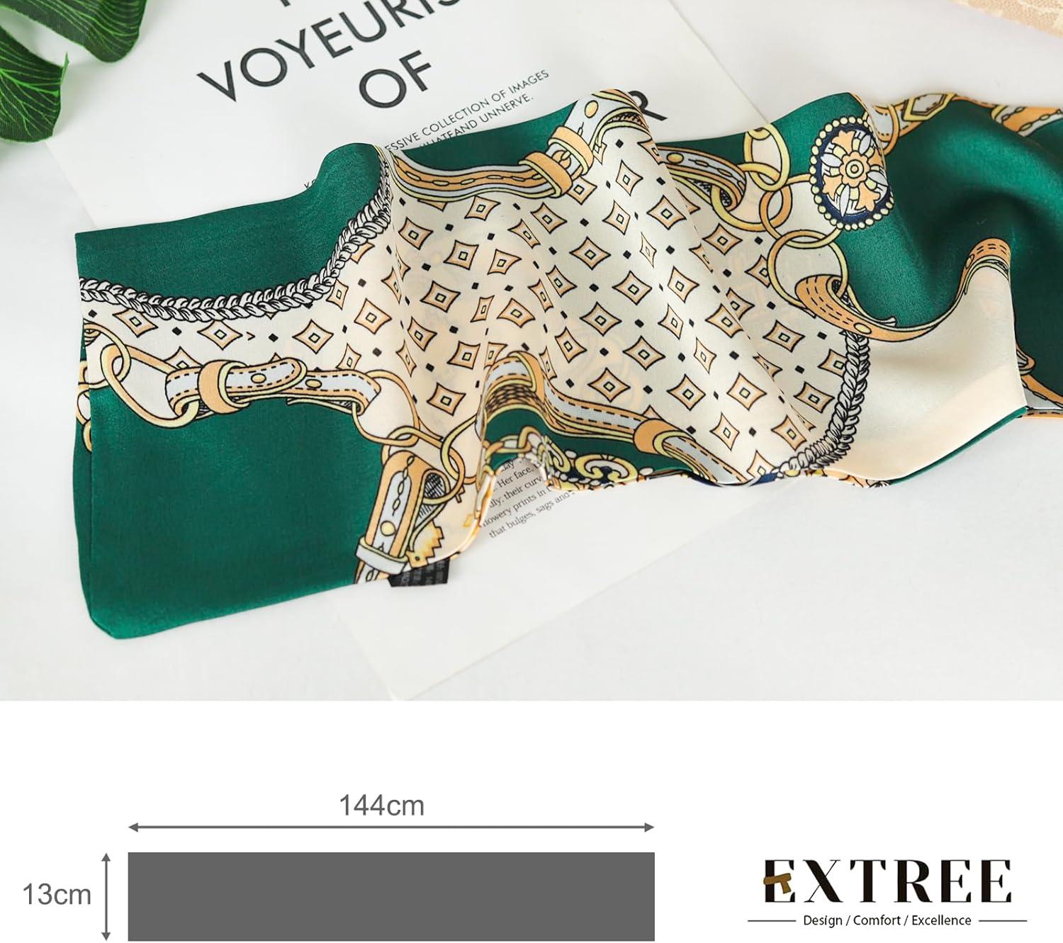 imageEXTREE Satin Scarf Mulberry Silk Printed Head Wrap Hair Band 7quotquot x 59quotquotA067