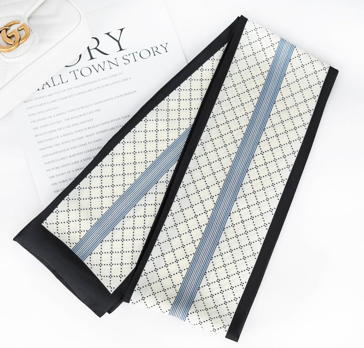 imageEXTREE Satin Scarf Mulberry Silk Printed Head Wrap Hair Band 7quotquot x 59quotquotA068