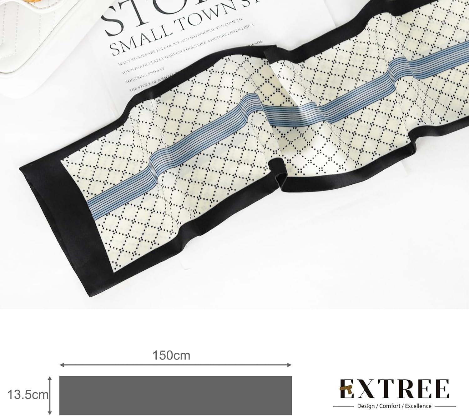 imageEXTREE Satin Scarf Mulberry Silk Printed Head Wrap Hair Band 7quotquot x 59quotquotA068