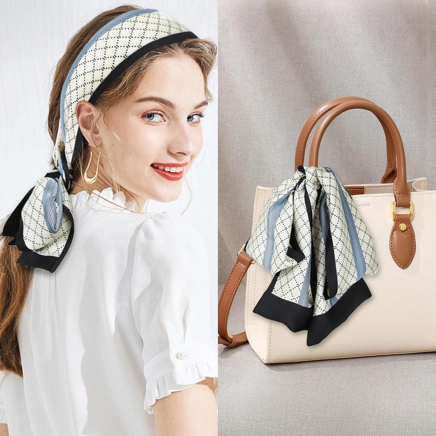 imageEXTREE Satin Scarf Mulberry Silk Printed Head Wrap Hair Band 7quotquot x 59quotquotA068