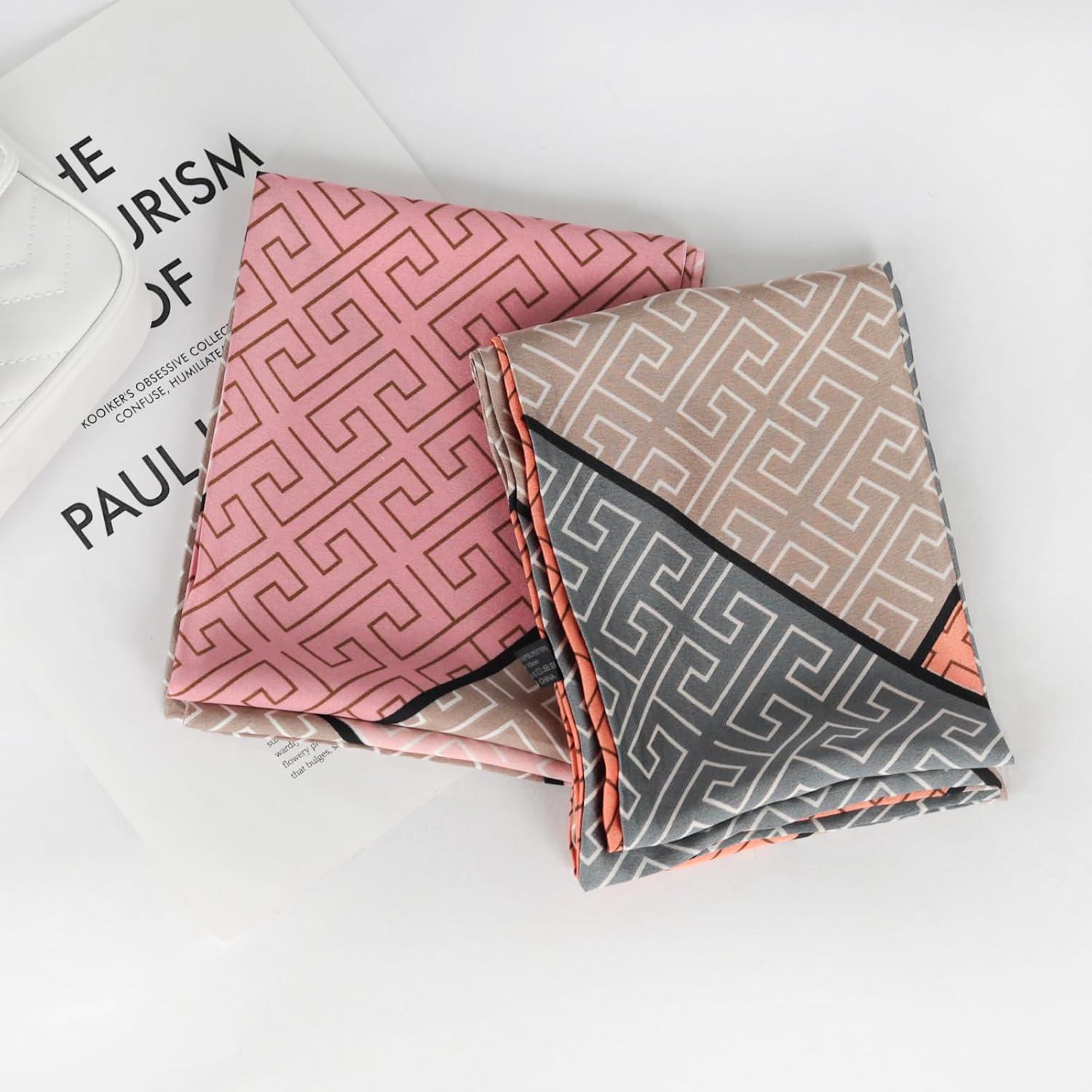 imageEXTREE Satin Scarf Mulberry Silk Printed Head Wrap Hair Band 7quotquot x 59quotquotA069