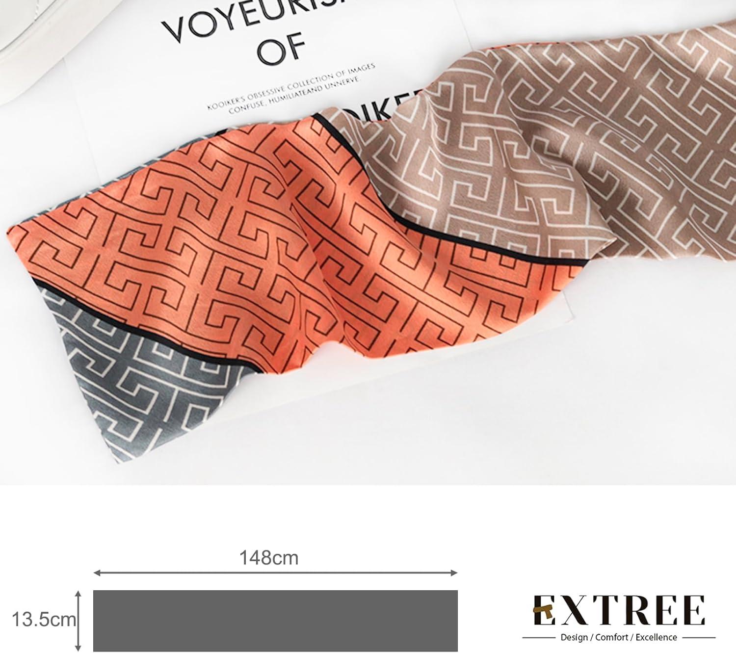 imageEXTREE Satin Scarf Mulberry Silk Printed Head Wrap Hair Band 7quotquot x 59quotquotA069