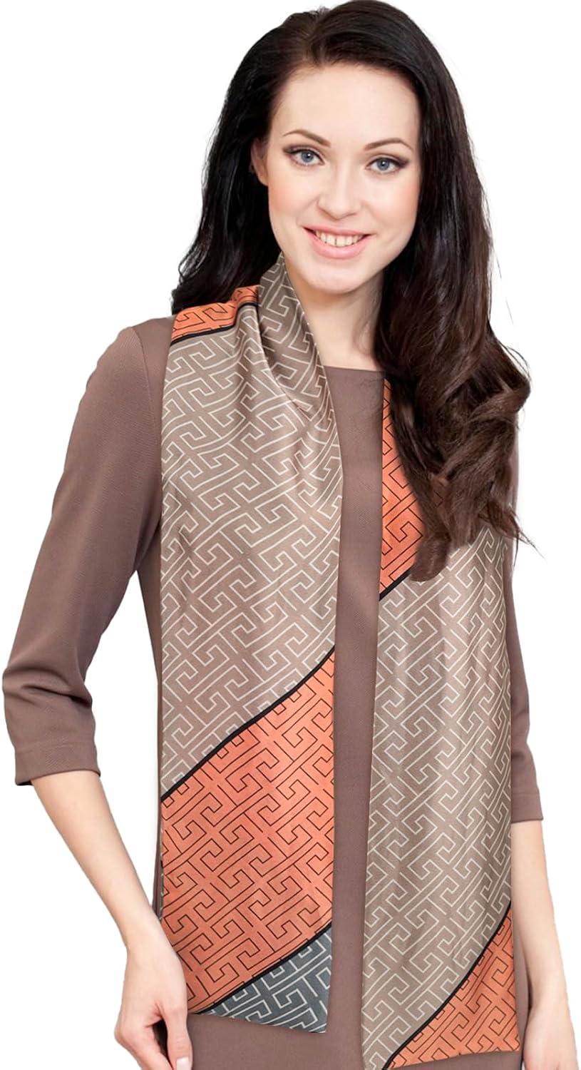 imageEXTREE Satin Scarf Mulberry Silk Printed Head Wrap Hair Band 7quotquot x 59quotquotA069