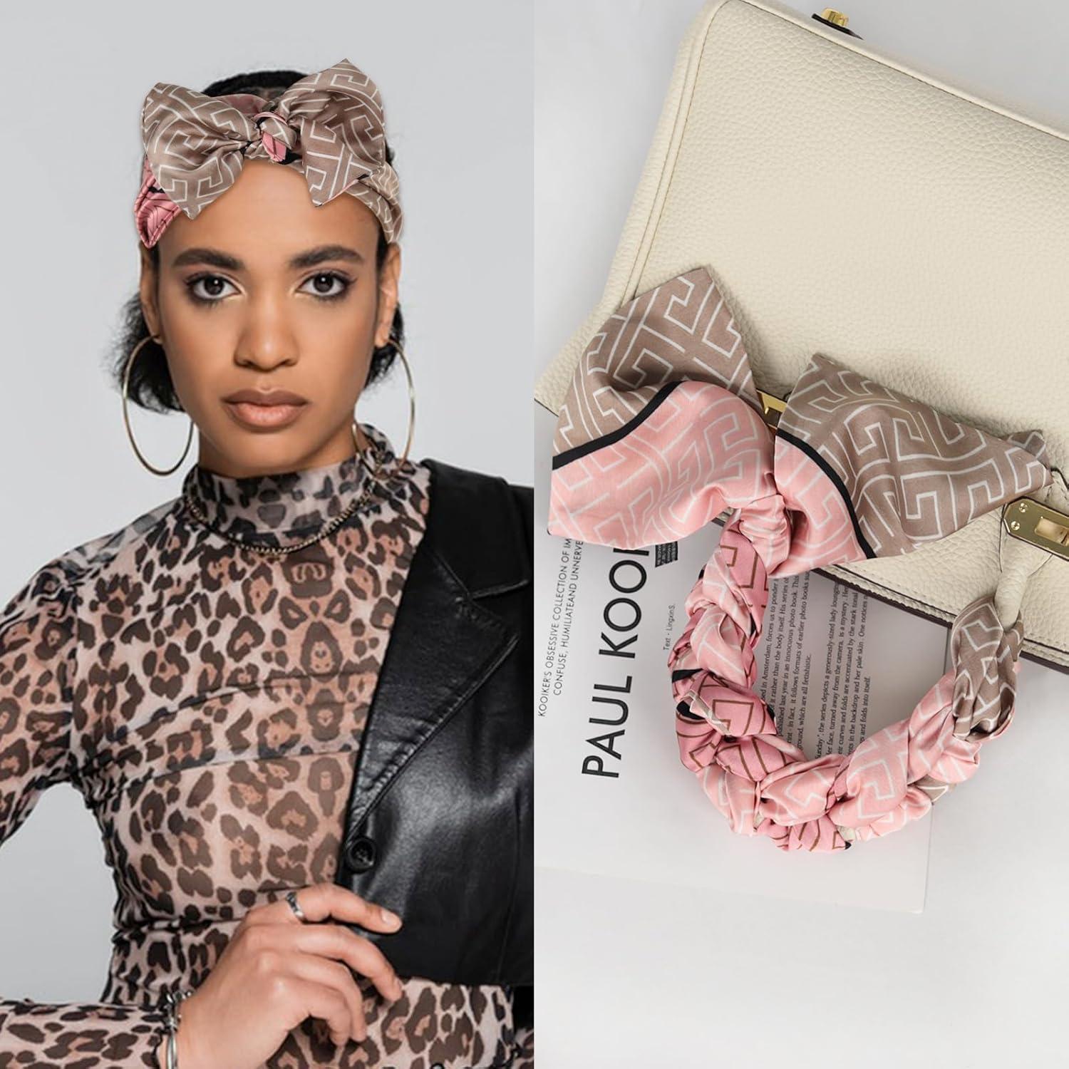 imageEXTREE Satin Scarf Mulberry Silk Printed Head Wrap Hair Band 7quotquot x 59quotquotA071