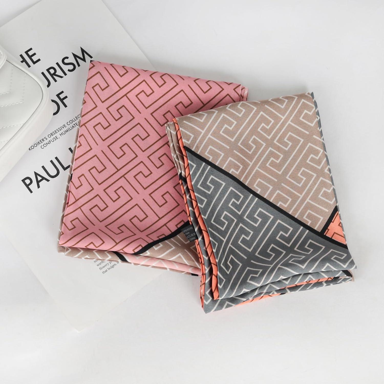 imageEXTREE Satin Scarf Mulberry Silk Printed Head Wrap Hair Band 7quotquot x 59quotquotA071