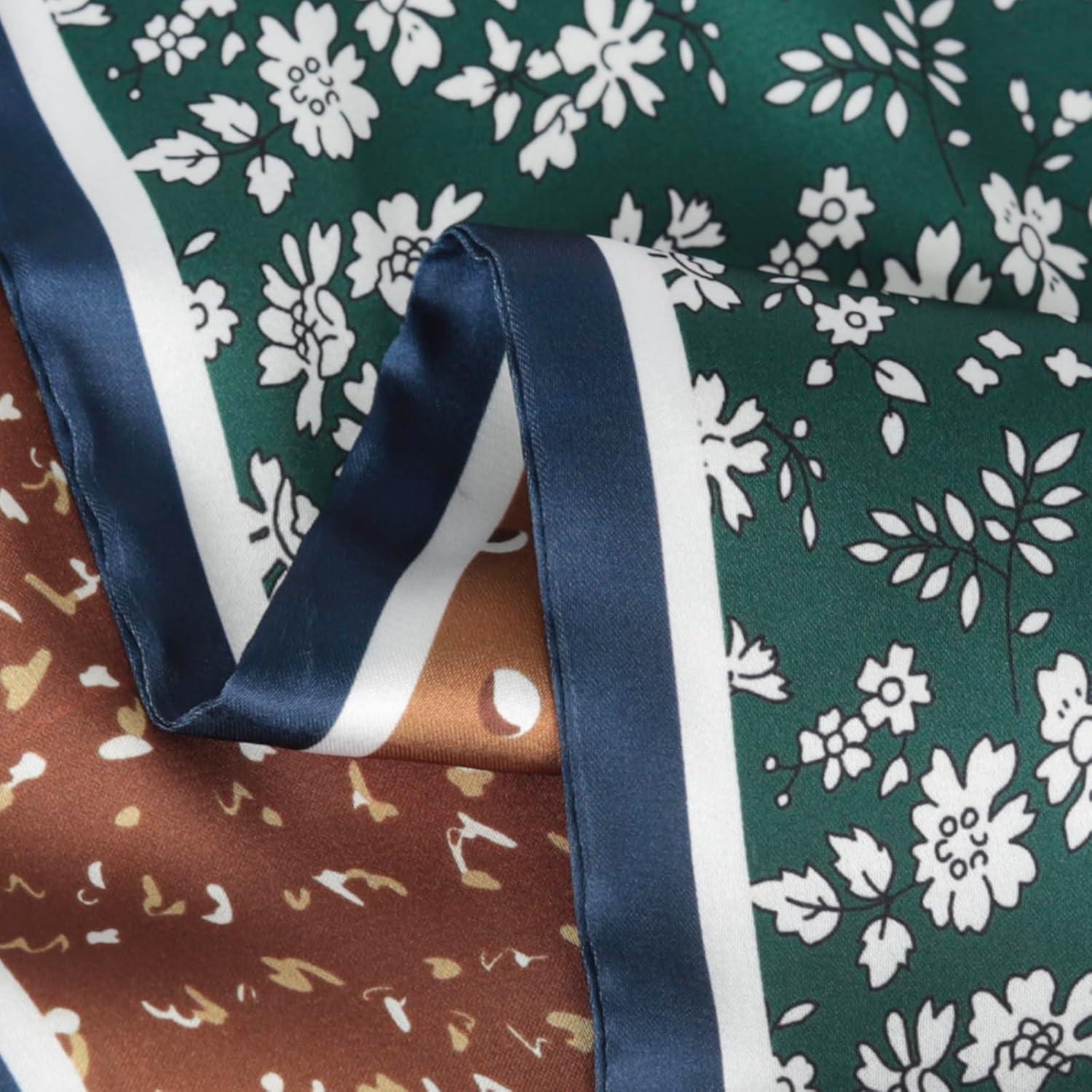 imageEXTREE Satin Scarf Mulberry Silk Printed Head Wrap Hair Band 7quotquot x 59quotquotA073