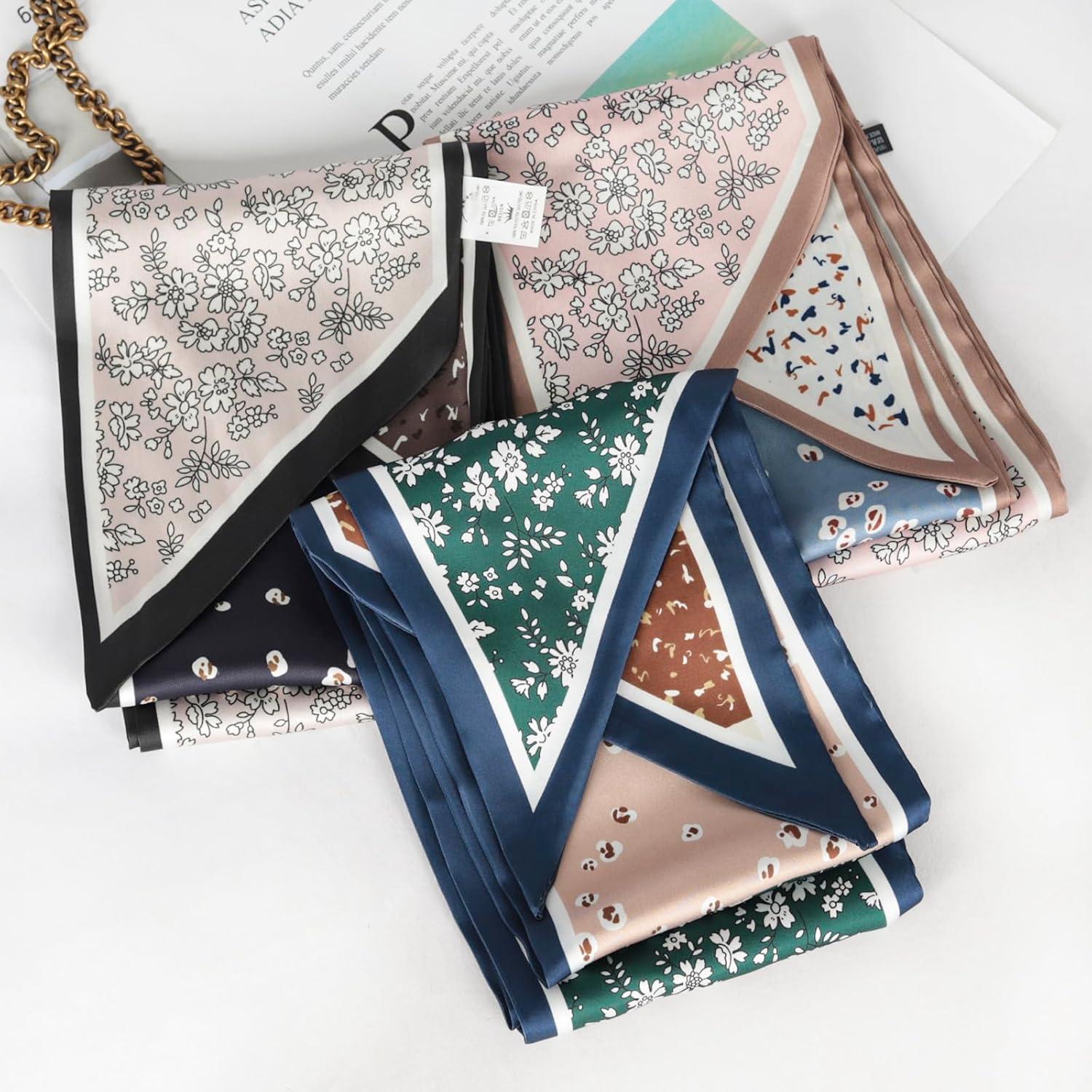 imageEXTREE Satin Scarf Mulberry Silk Printed Head Wrap Hair Band 7quotquot x 59quotquotA073