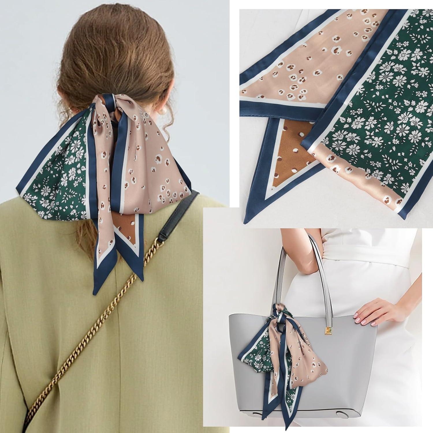 imageEXTREE Satin Scarf Mulberry Silk Printed Head Wrap Hair Band 7quotquot x 59quotquotA073