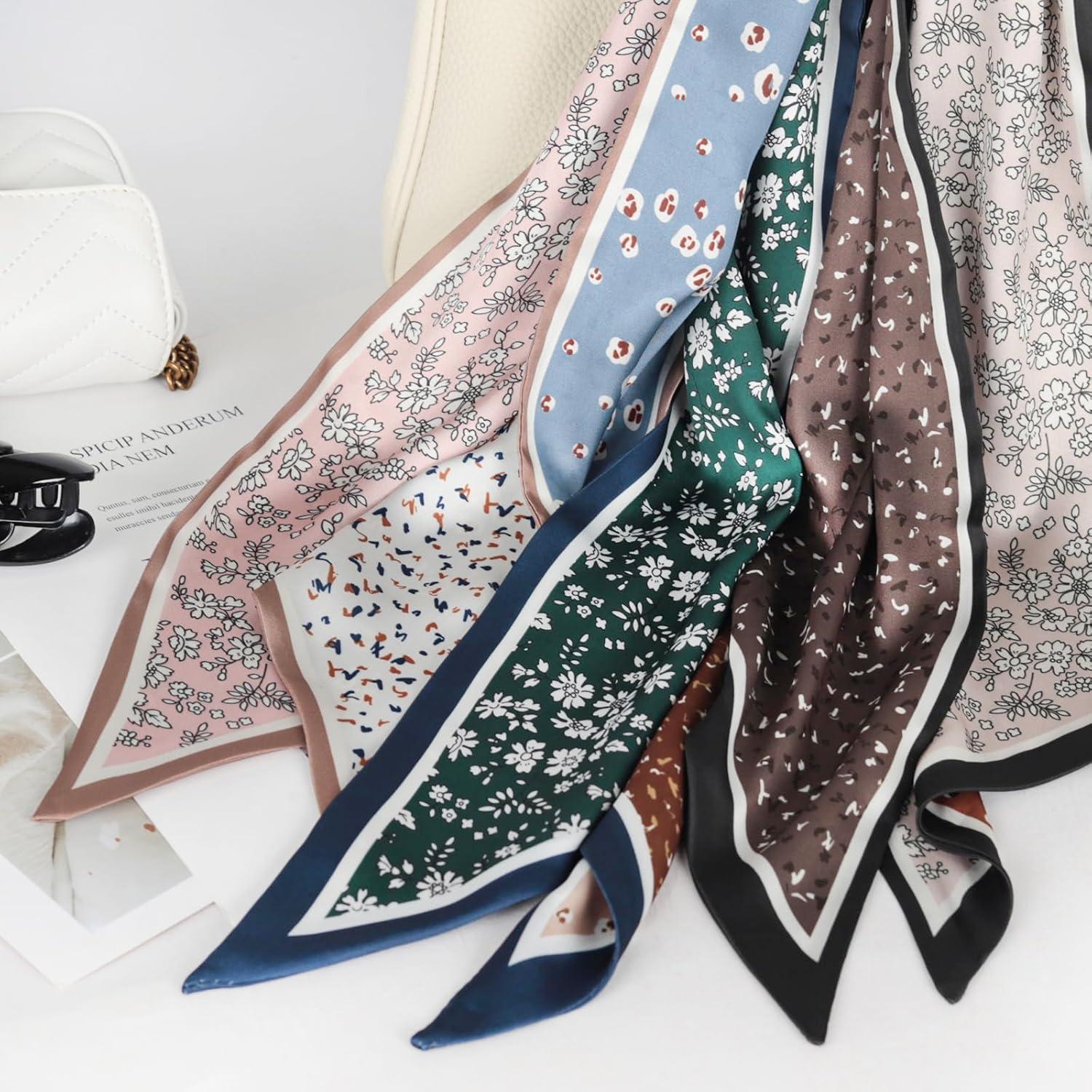 imageEXTREE Satin Scarf Mulberry Silk Printed Head Wrap Hair Band 7quotquot x 59quotquotA074