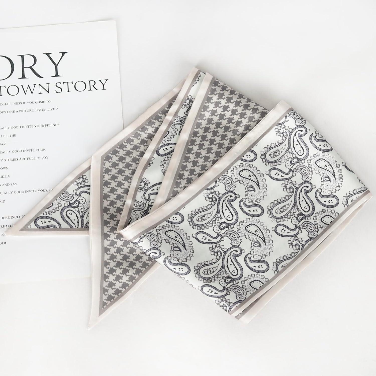 imageEXTREE Satin Scarf Mulberry Silk Printed Head Wrap Hair Band 7quotquot x 59quotquotA075