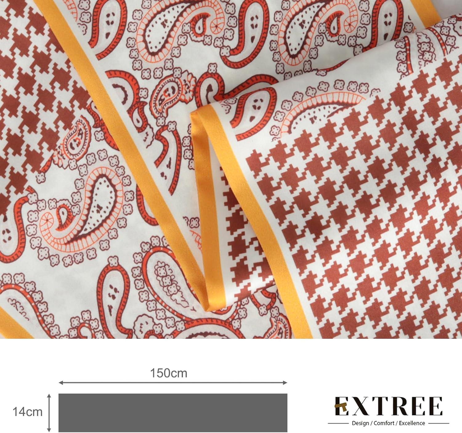 imageEXTREE Satin Scarf Mulberry Silk Printed Head Wrap Hair Band 7quotquot x 59quotquotA076