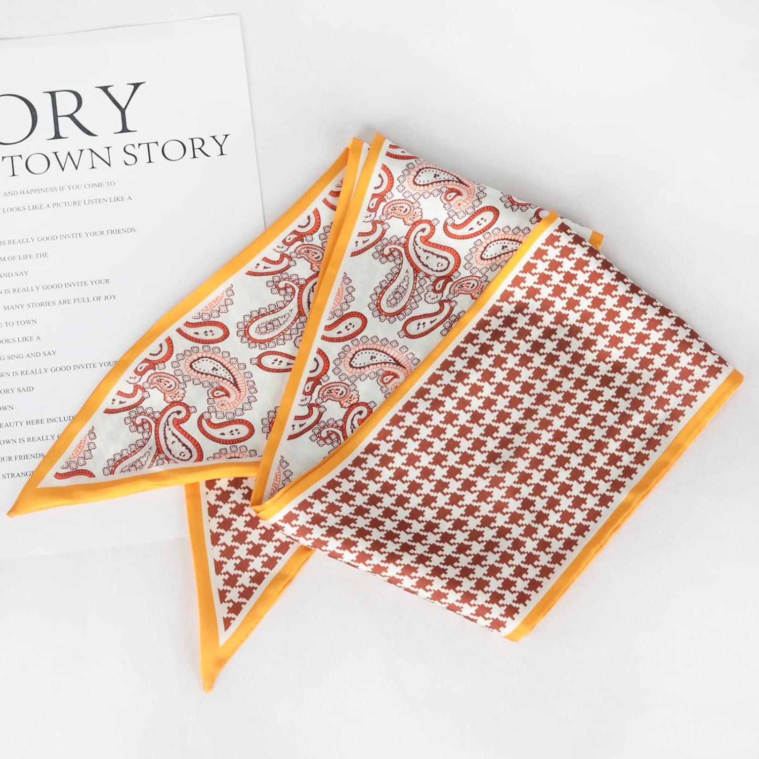 imageEXTREE Satin Scarf Mulberry Silk Printed Head Wrap Hair Band 7quotquot x 59quotquotA076