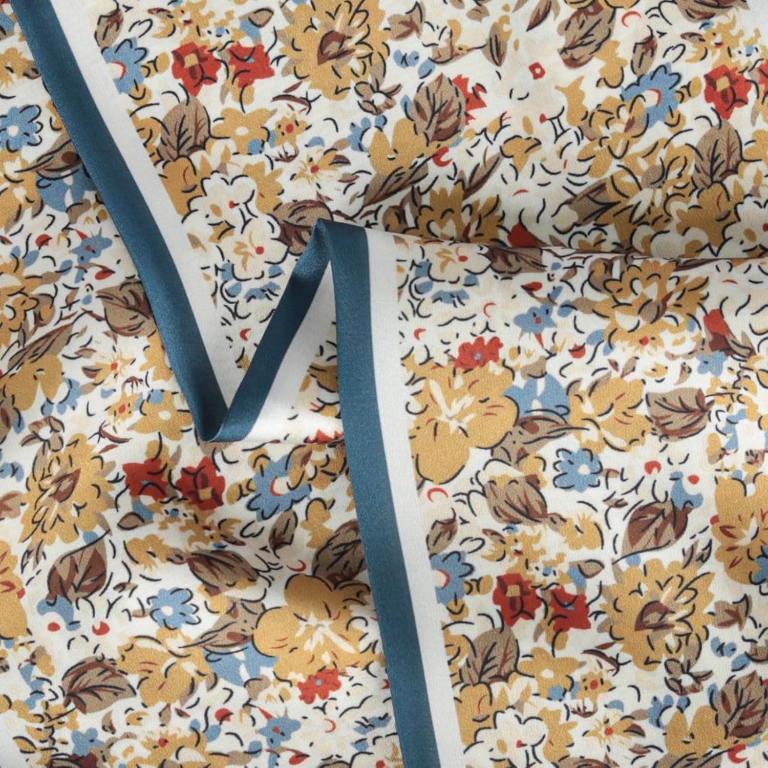 imageEXTREE Satin Scarf Mulberry Silk Printed Head Wrap Hair Band 7quotquot x 59quotquotA078