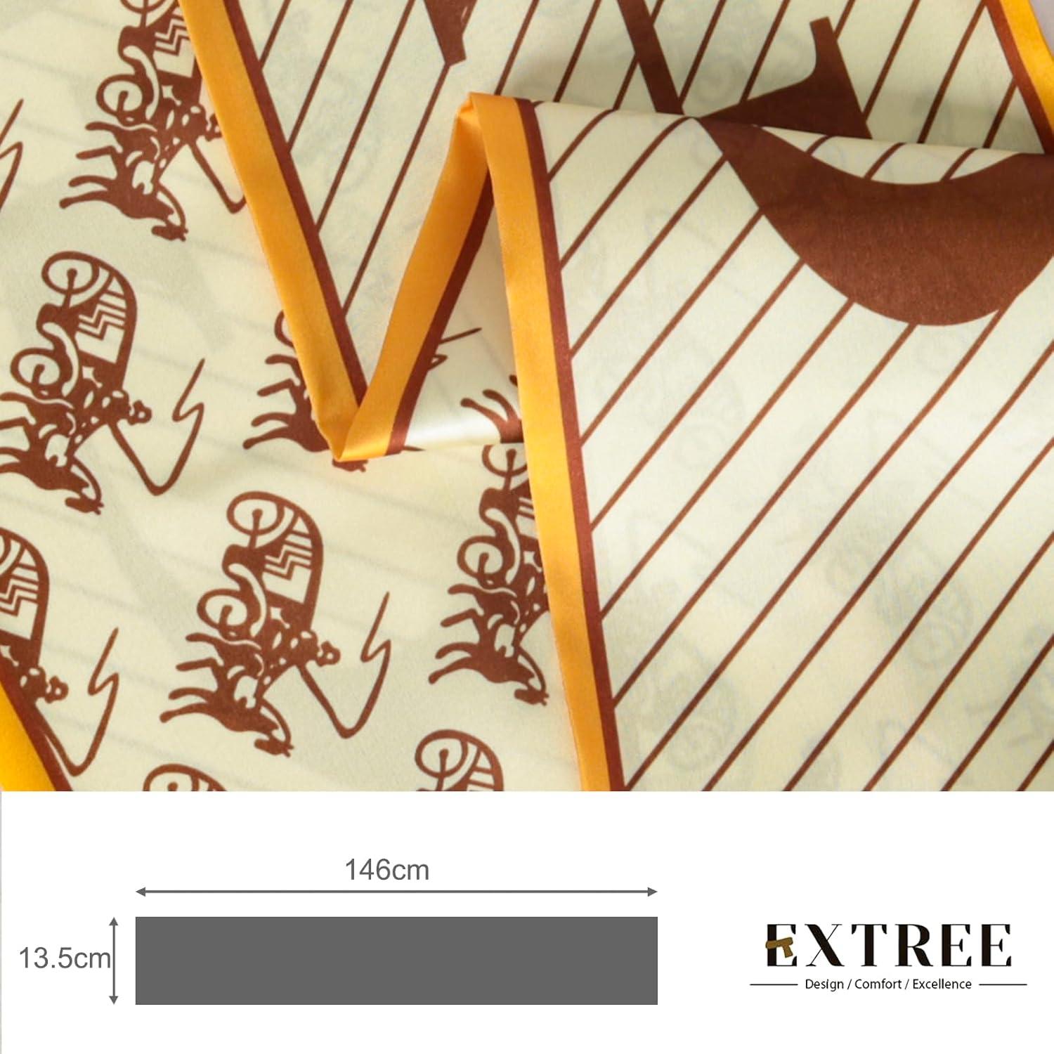 imageEXTREE Satin Scarf Mulberry Silk Printed Head Wrap Hair Band 7quotquot x 59quotquotA079