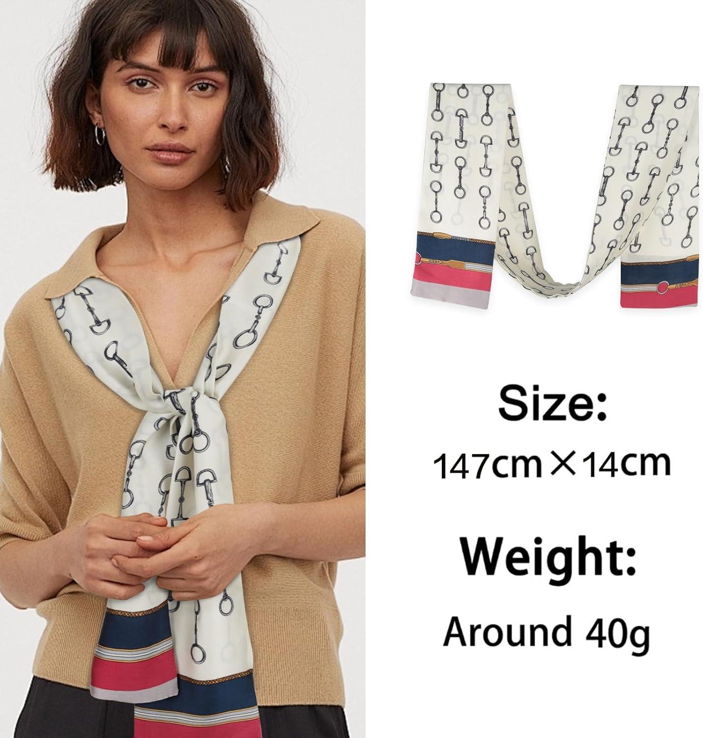 imageEXTREE Satin Scarf Mulberry Silk Printed Head Wrap Hair Band 7quotquot x 59quotquotA081