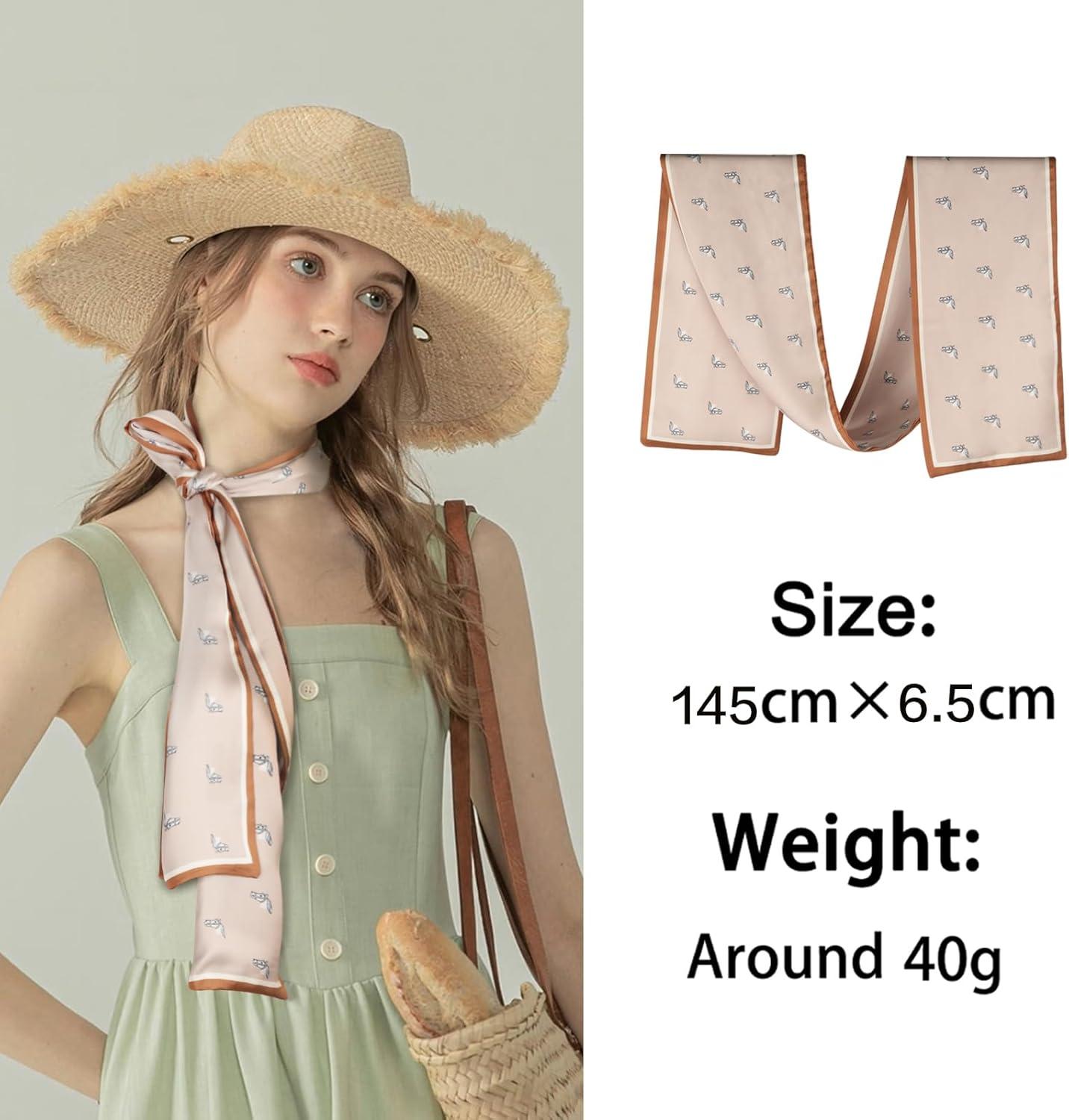 imageEXTREE Satin Scarf Mulberry Silk Printed Head Wrap Hair Band 7quotquot x 59quotquotA082