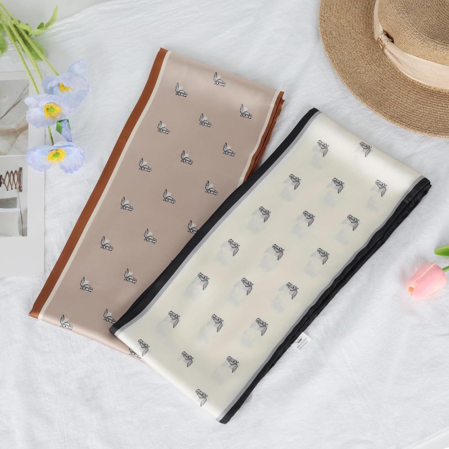 imageEXTREE Satin Scarf Mulberry Silk Printed Head Wrap Hair Band 7quotquot x 59quotquotA082