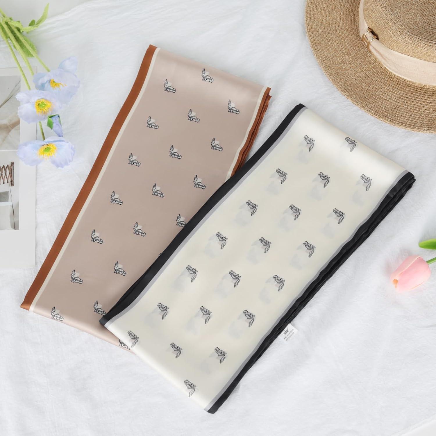 imageEXTREE Satin Scarf Mulberry Silk Printed Head Wrap Hair Band 7quotquot x 59quotquotA083