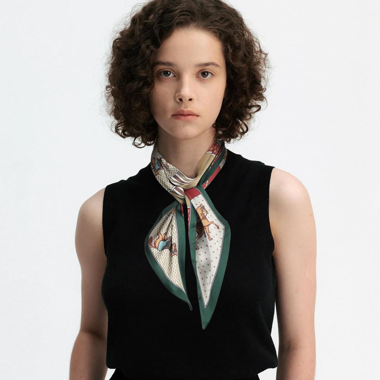 imageEXTREE Satin Scarf Mulberry Silk Printed Head Wrap Hair Band 7quotquot x 59quotquotA085