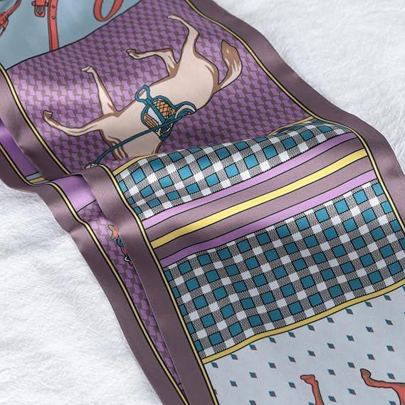 imageEXTREE Satin Scarf Mulberry Silk Printed Head Wrap Hair Band 7quotquot x 59quotquotA086