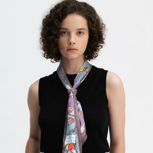 imageEXTREE Satin Scarf Mulberry Silk Printed Head Wrap Hair Band 7quotquot x 59quotquotA086