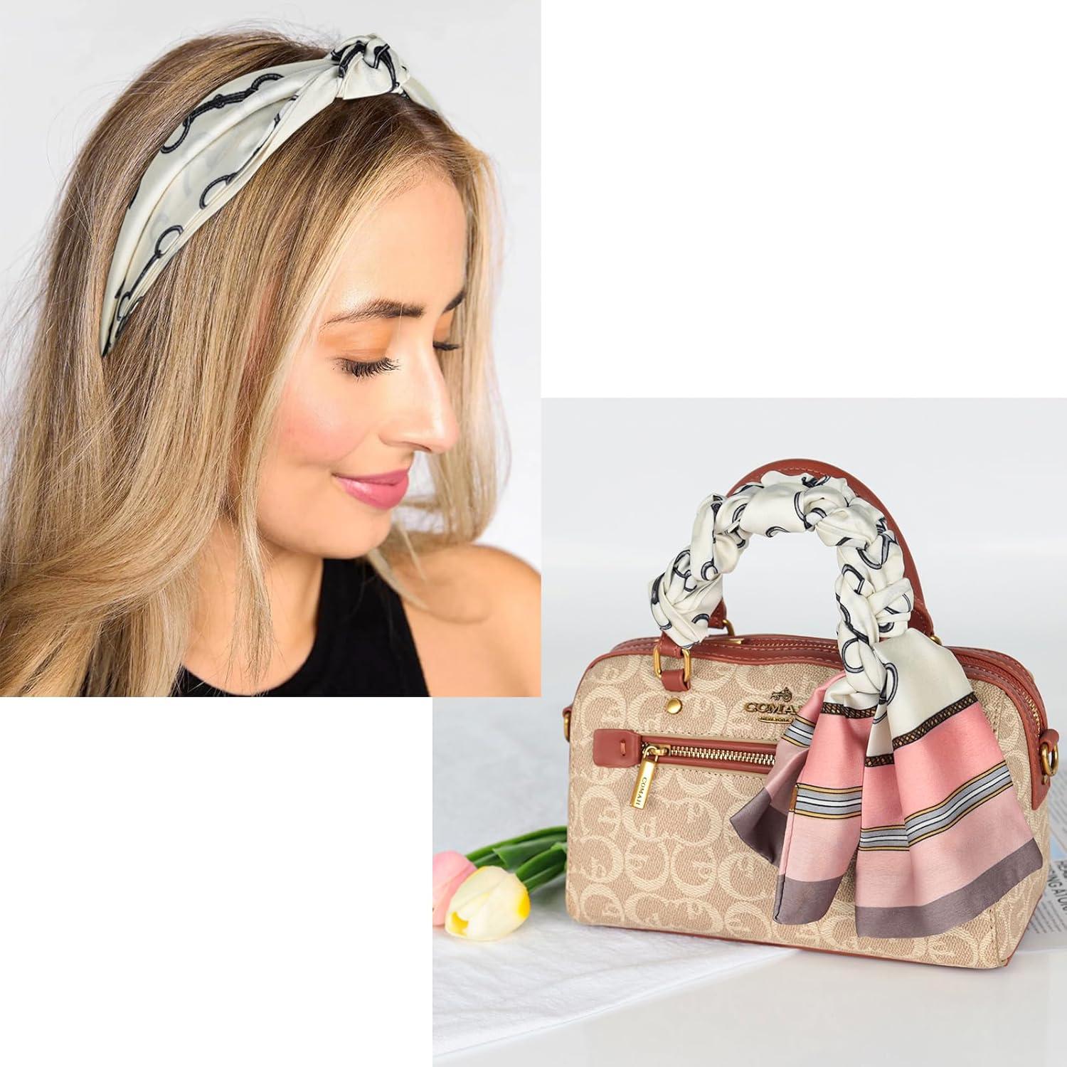 imageEXTREE Satin Scarf Mulberry Silk Printed Head Wrap Hair Band 7quotquot x 59quotquotA087