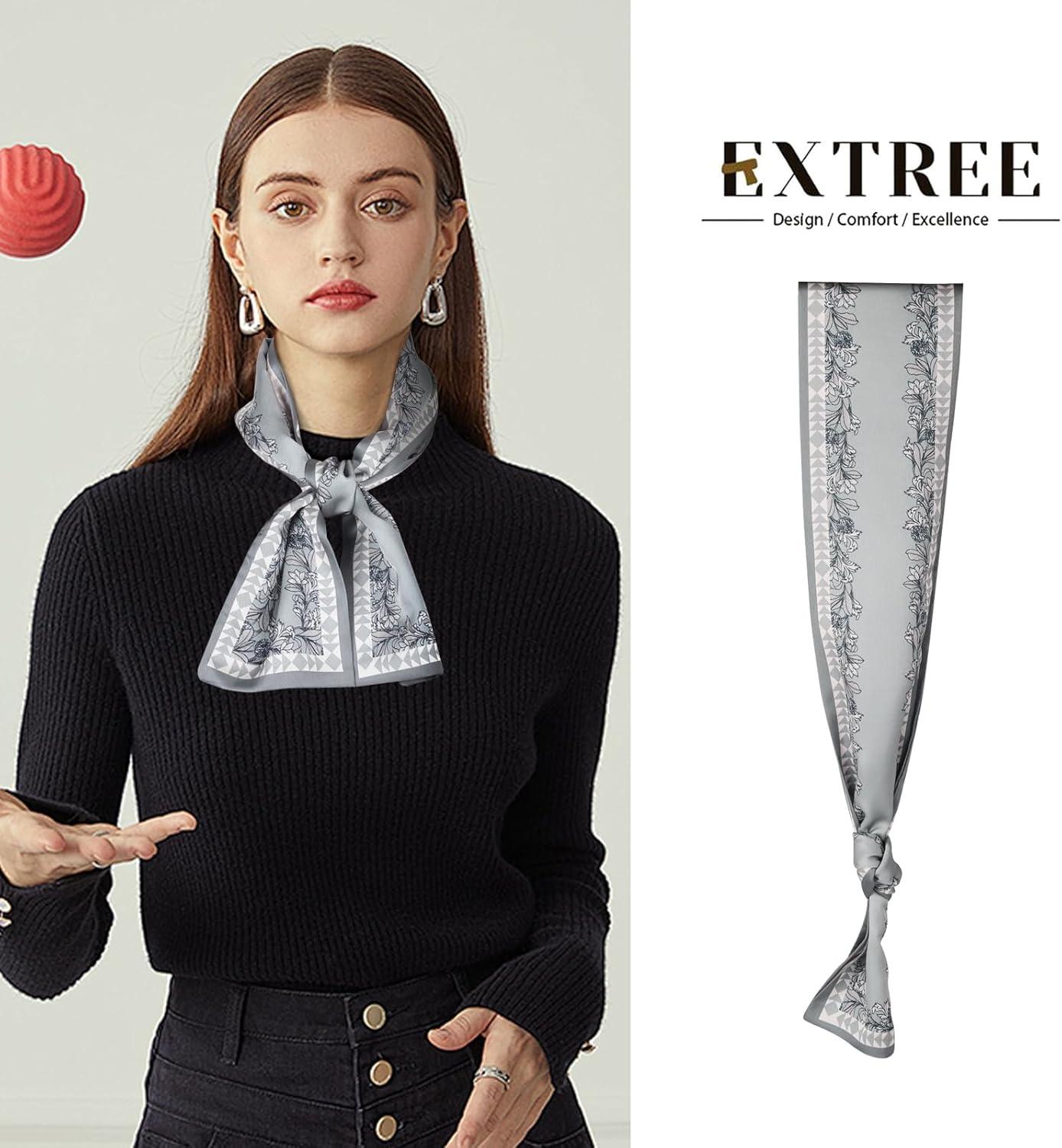 imageEXTREE Satin Scarf Mulberry Silk Printed Head Wrap Hair Band 7quotquot x 59quotquotA088