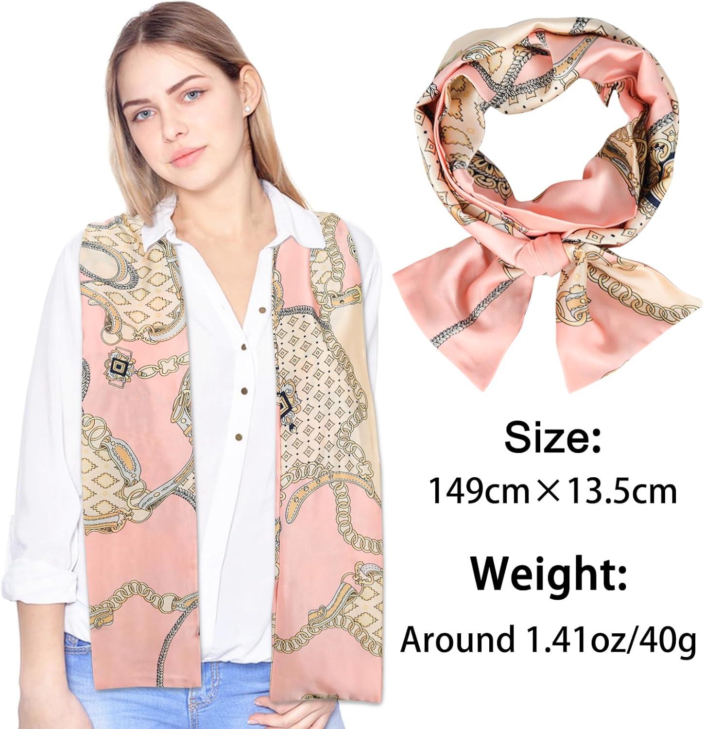 imageEXTREE Satin Scarf Mulberry Silk Printed Head Wrap Hair Band 7quotquot x 59quotquotA089