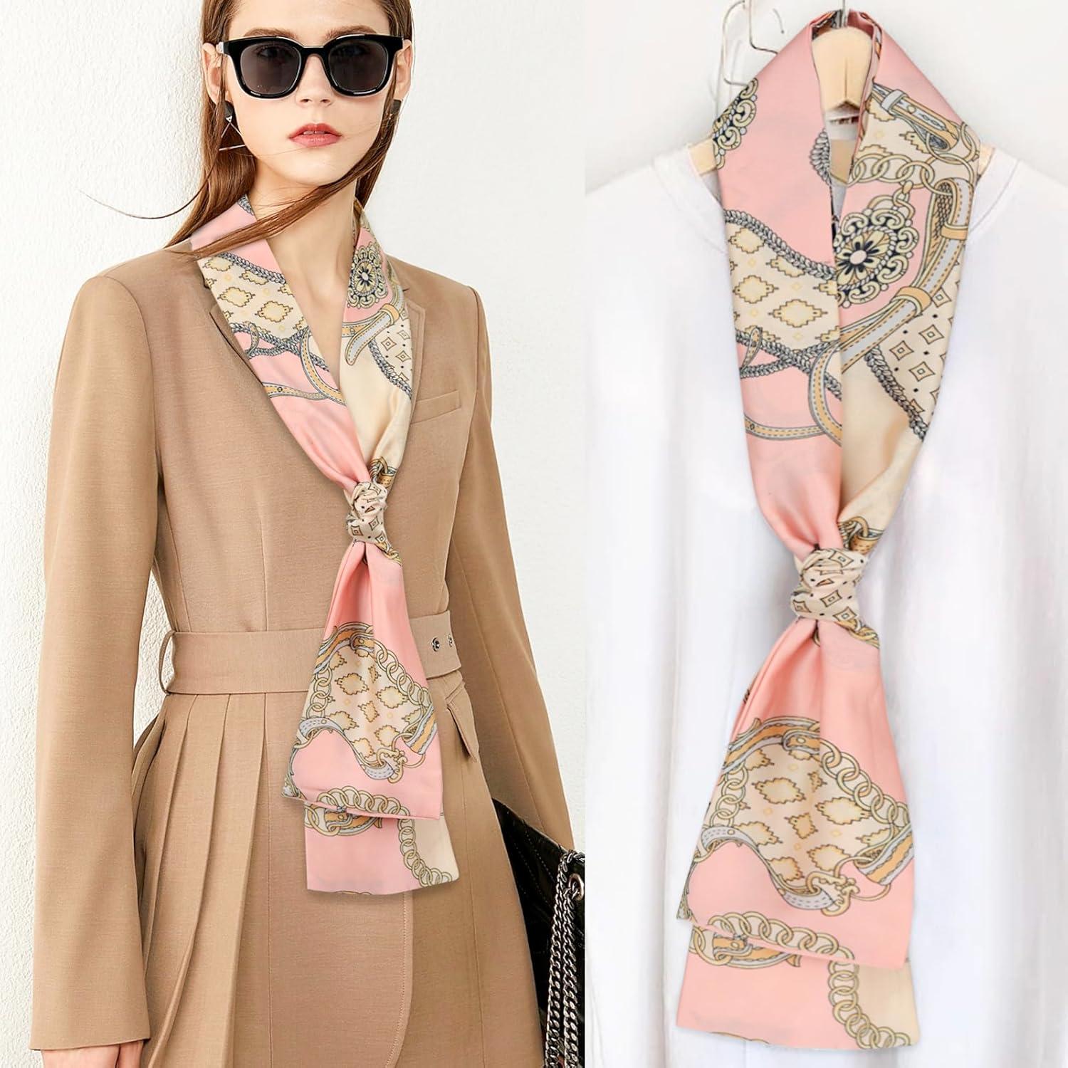 imageEXTREE Satin Scarf Mulberry Silk Printed Head Wrap Hair Band 7quotquot x 59quotquotA089